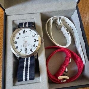 Nautica Men’s Watch with interchangeable bands. In original box, never worn.